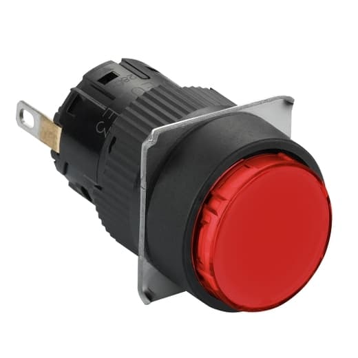 Schneider Electric XB6EAV4BP Schneider Electric XB6EAV4BP is a monolithic pilot light/lamp with an integral LED designed for signaling applications. This component is part of the XB6 range and features a plastic body and bezel, ensuring compatibility with various industrial environments. It offers a fast connector socket for easy installation and has a round shape. With an IP65 degree of protection, it is safeguarded against dust ingress and low-pressure water jets from any direction. The pilot light has a diameter of 16 mm and operates at a supply voltage of 24 V DC. It emits a red light and accommodates fast-on (insulated) and solder pins type of terminals for electrical connections. XB6EAV4BP on Powermatic Associates