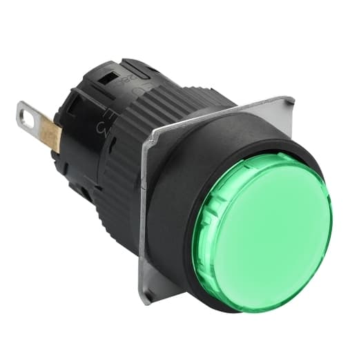 Schneider Electric XB6EAV3JP Schneider Electric XB6EAV3JP is a monolithic pilot light/lamp with an integral LED designed for signaling applications. This component, part of the XB6 range, features a plastic body and bezel, ensuring compatibility with various industrial environments. It offers a fast connector socket for ease of installation and is characterized by a round shape. With an IP65 degree of protection, it is well-suited for use in areas where dust and water resistance are necessary. The pilot light has a diameter of 16 mm and operates at a supply voltage of 12 V DC. It emits a green light, providing clear visibility. The XB6EAV3JP is equipped with fast-on (insulated) and solder pins terminals, facilitating versatile connection options. XB6EAV3JP on Powermatic Associates