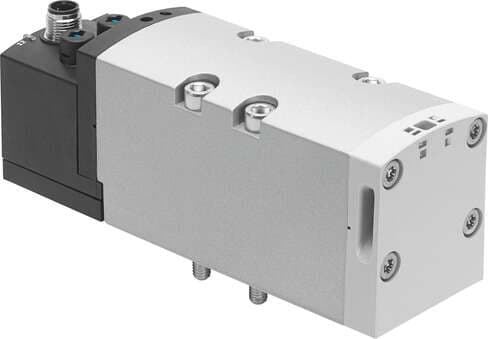 Festo 566991 solenoid valve VSVA-B-T32U-AD-D2-1R5L Valve function: 2x3/2 open, monostable, Type of actuation: electrical, Width: 52 mm, Standard nominal flow rate: 2200 l/min, Operating pressure: 3 - 10 bar 566991 on Powermatic Associates