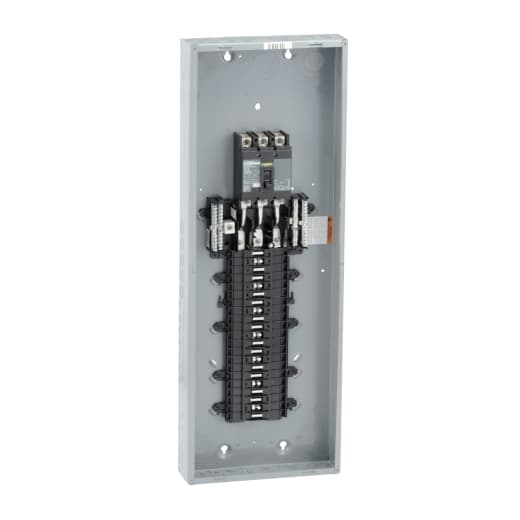 Schneider Electric QO342MQ225 Square D by Schneider Electric QO342MQ225 is a load center designed for three-phase (3PH-3W/4W) networks with a rated voltage of 120Vac/240Vac. It has a rated current of 225A and features a connection type utilizing lugs. The dimensions of this load center are H1000mm x W362mm (H39.37" x W14.25"), providing 42 spaces for single pole circuits. It is constructed from welded sheet steel for the enclosure and tin-plated copper for the busbar, ensuring compatibility with 4AWG to 300kcmil aluminium and copper lugs. This load center is designed with a degree of protection classified as NEMA 1 and has a short circuit breaking rating of 25kA. QO342MQ225 on Powermatic Associates