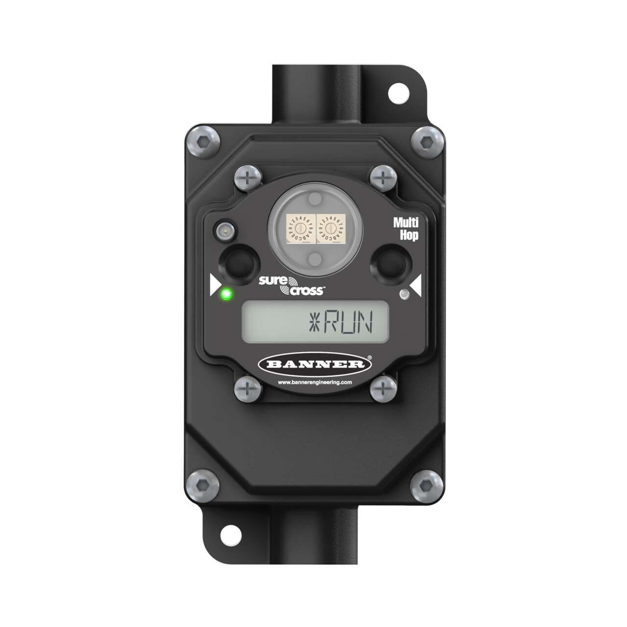 Banner DX80DR9M-H15E MultiHop 900 MHz 1 W IP65; 100-277 V ac, Field Wireable 25W Supply, External Antenna; Inputs: Two PNP Discrete, Two 0-20 mA Analog; Outputs: Two AC/DC Relay (SPDT), Two PNP Discrete, Two 0-10 V Analog DX80DR9M-H15E on Powermatic Associates