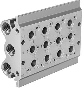 Festo 30684 manifold block PRS-3/8-4-B Max. number of valve positions: 4, Product weight: 2630 g, Mounting type: with through hole, Pilot exhaust port 82: G1/8, Pilot exhaust port 84: G1/8 30684 on Powermatic Associates