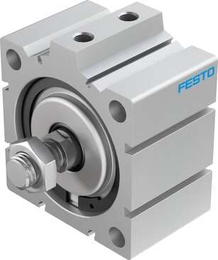 Festo 188347 short-stroke cylinder ADVC-100-25-A-P No facility for sensing, piston-rod end with male thread. Stroke: 25 mm, Piston diameter: 100 mm, Based on the standard: (* ISO 6431, * Hole pattern, * VDMA 24562), Cushioning: P: Flexible cushioning rings/plates at b 188347 on Powermatic Associates