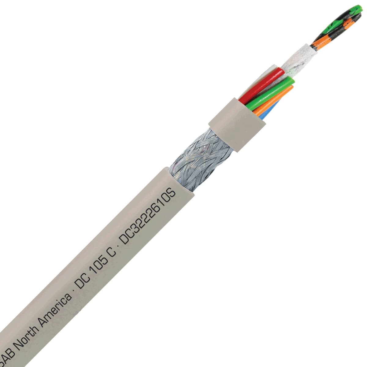 SAB DC3222610S DC 105 C - 26 AWG/10c, shielded flexible oil resistant data cable, UL, CSA, CE, RoHS DC3222610S on Powermatic Associates