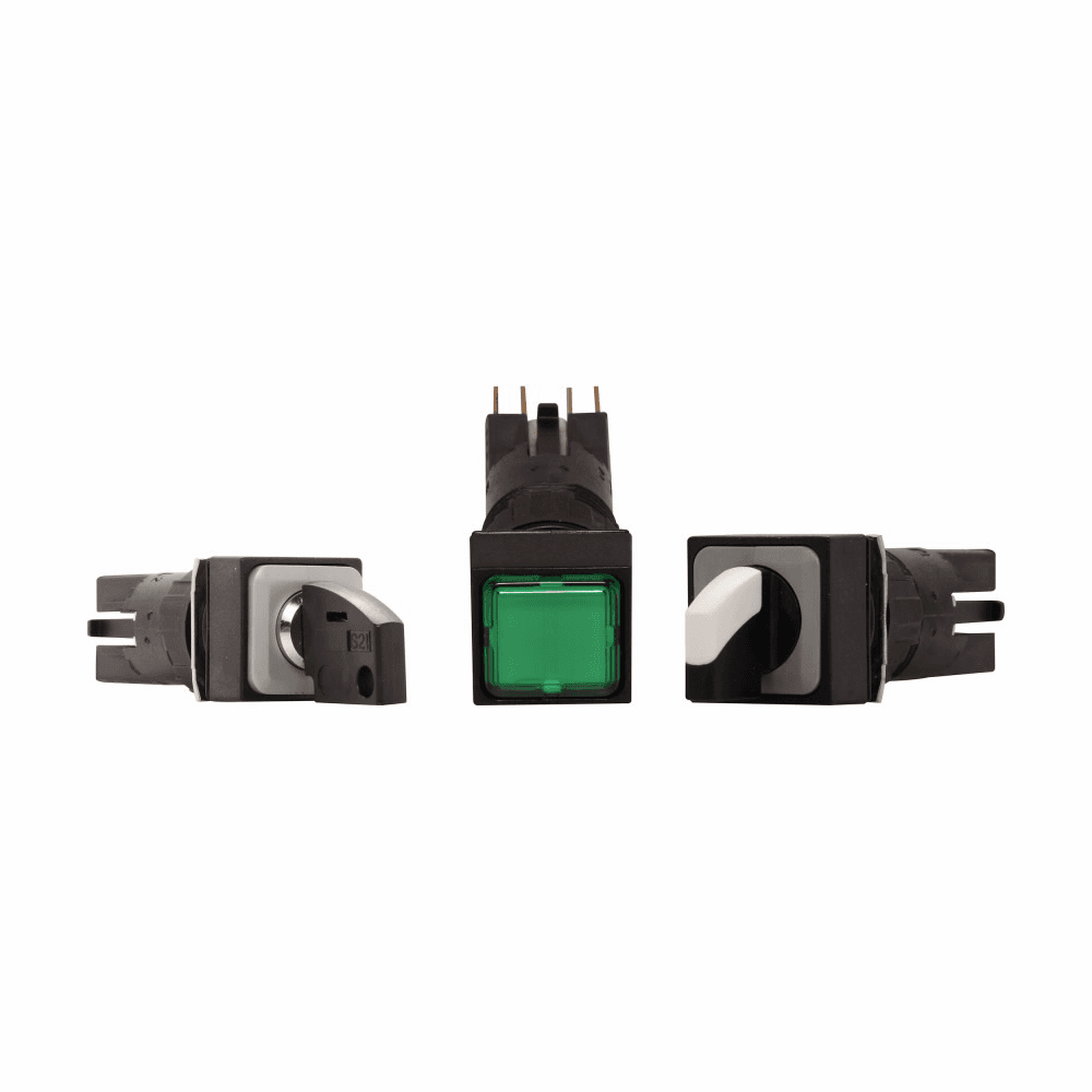 Eaton Q18S1R-GN Q18S1R-GN Eaton - 16.2 mm Pushbutton Key Operated Switch, Non-illuminated, 18 x 18 mm faceplate, Green, Two-position, Maintained Q18S1R-GN on Powermatic Associates