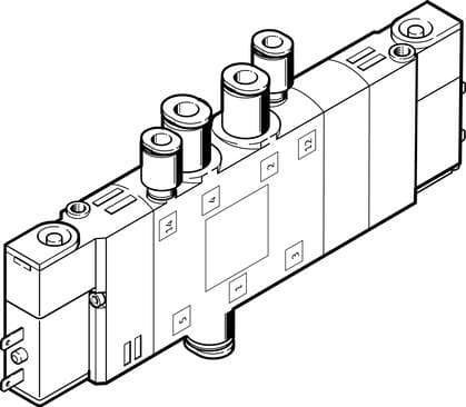 Festo 196897 solenoid valve CPE14-M1BH-5/3BS-QS-6 High component density Valve function: 5/3 pressurised, Type of actuation: electrical, Width: 14 mm, Standard nominal flow rate: 370 l/min, Operating pressure: -0,9 - 10 bar 196897 on Powermatic Associates