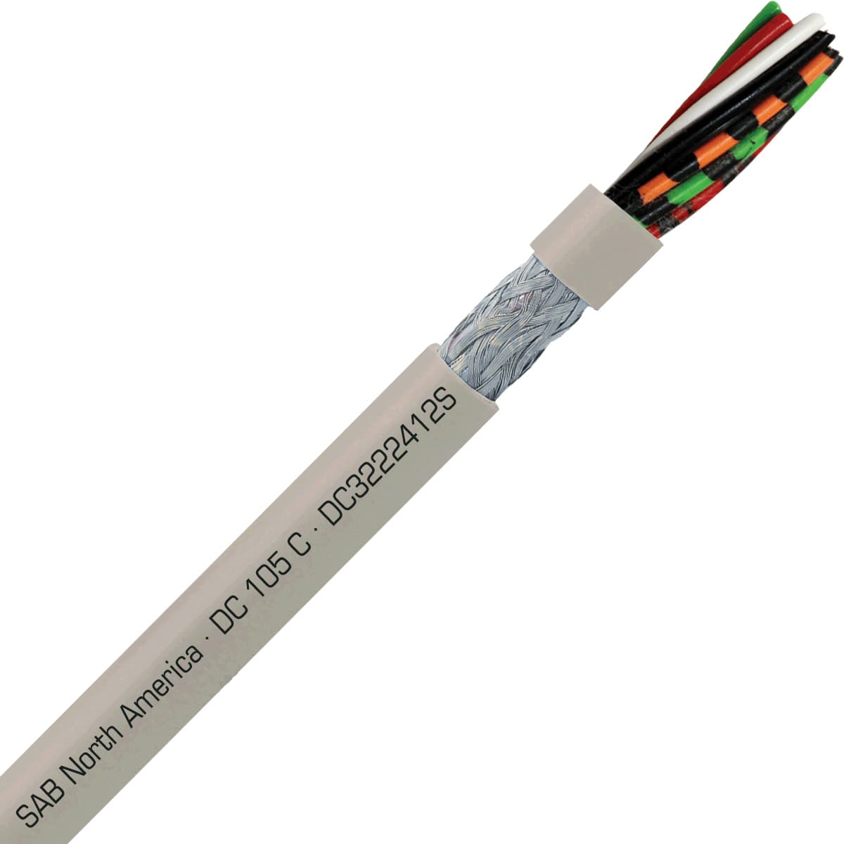 SAB DC3222412S DC 105 C  - 24 AWG/12c, shielded flexible oil resistant data cable, UL, CSA, CE, RoHS DC3222412S on Powermatic Associates