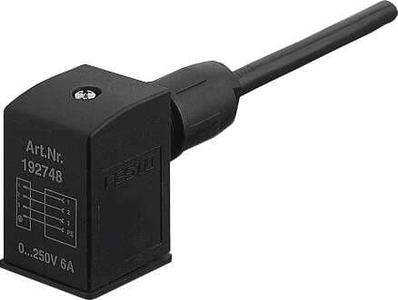 Festo 192748 plug socket MSSD-C-S-M16 with insulation-piercing contacts Connection frequency: 10, Mounting type: On solenoid valve with M3 central screw, Assembly position: Any, Product weight: 38 g, Electrical connection: (* 4-pin, * Plug socket, * Plug pattern type  192748 on Powermatic Associates