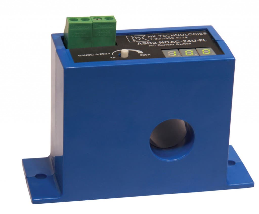 NK Technologies ASD2-NCAC-24U-FL AC Current Switch, 4-200 A Range, 24VAC/DC Power, Top Terminals, N.C. 1.0 A @ 240 VAC ASD2-NCAC-24U-FL on Powermatic Associates