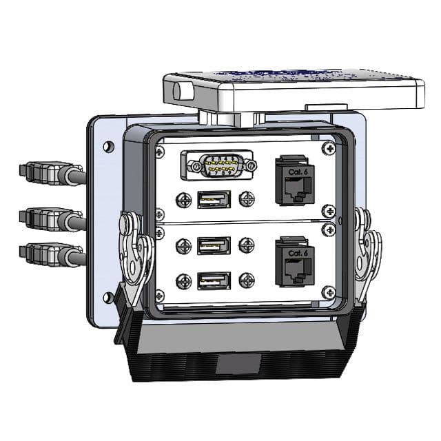 Mencom DBM09-2RJ45-3USB-03-32 Panel Interface Connector with DBM09, 2 x RJ45, 3 x form A USB with 3' Cable, in a 32 housing DBM09-2RJ45-3USB-03-32 on Powermatic Associates