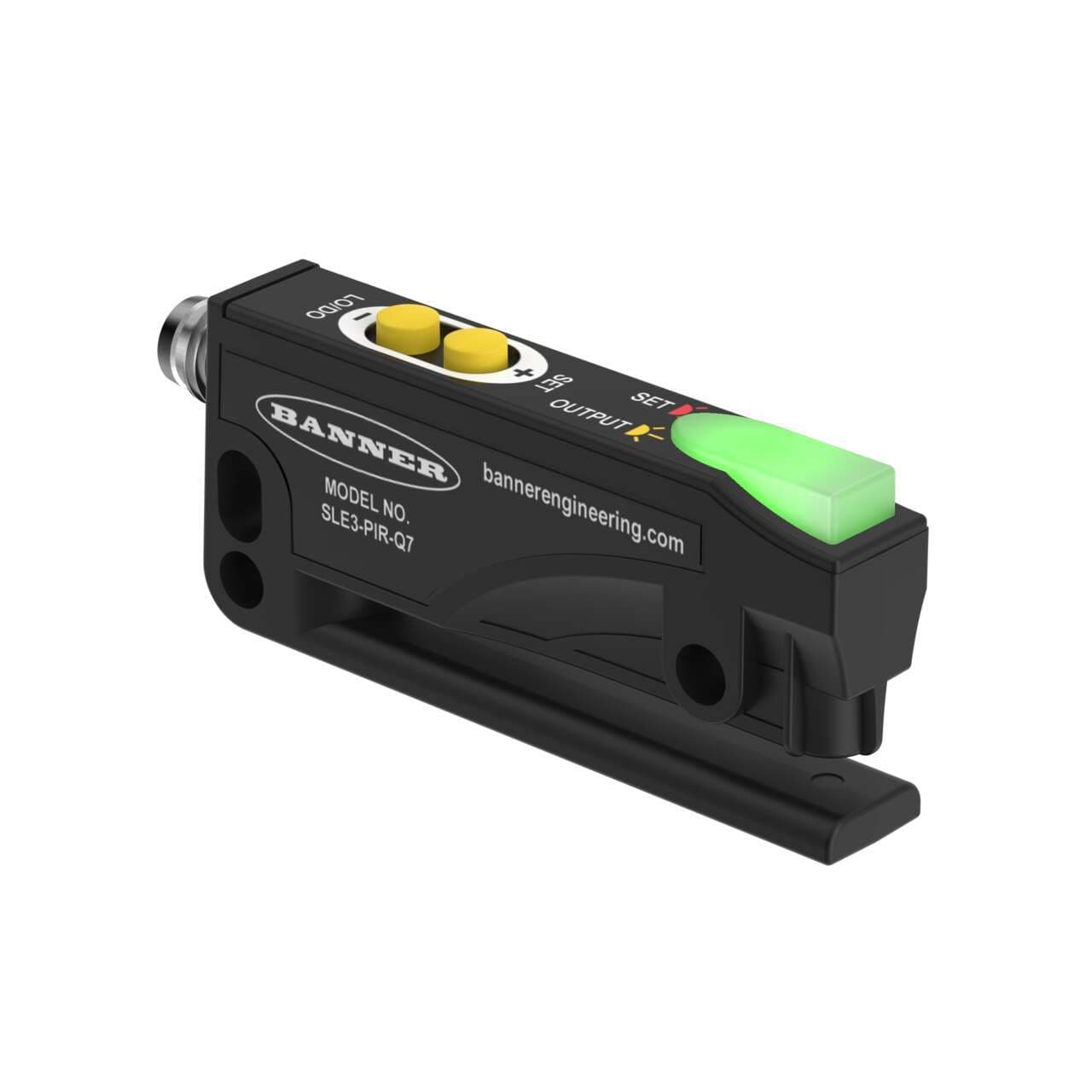 Banner SLE3-PIR-Q7 SLE3 Series: Label Sensor; Slot width: 3 mm; Input: 4.75-30 V dc; Output: PNP; 4-pin M8 Integral QD SLE3-PIR-Q7 on Powermatic Associates