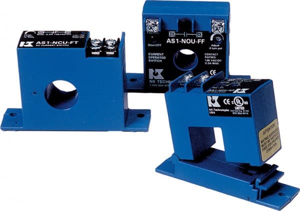 NK Technologies AS1-NCU-FT-NL AC Current Switch, Solid Core, Adjustable Setpoint, 1-150 Amps, Top Terminals, w/o LED, N.C., 0.2 A @ 135 VAC/VDC AS1-NCU-FT-NL on Powermatic Associates