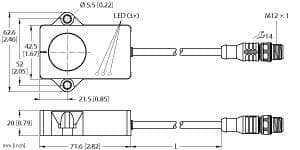 Turck CMVT-QR20-IOLX3-0.3-RS4 Vibration & Temperature Sensor, For Condition Monitoring with IO-Link, Operating voltage 18…30 VDC, Cable length (L) 0.3 m, Rectangular, plastic, Ultem, Status displayed via LED, Acceleration and speed output RMS or peak to peak of the vibration, Acceleration measuring range ±16 g, Detection over 3 axes, Temperature measuring range -40 °C to +85 °C, High protection class IP68/IP69K, 18…30 VDC, communication via IO-Link, 10…30 VDC, SIO mode PNP/NPN switching outputs, Cable with male connector, M1 CMVT-QR20-IOLX3-0.3-RS4 on Powermatic Associates