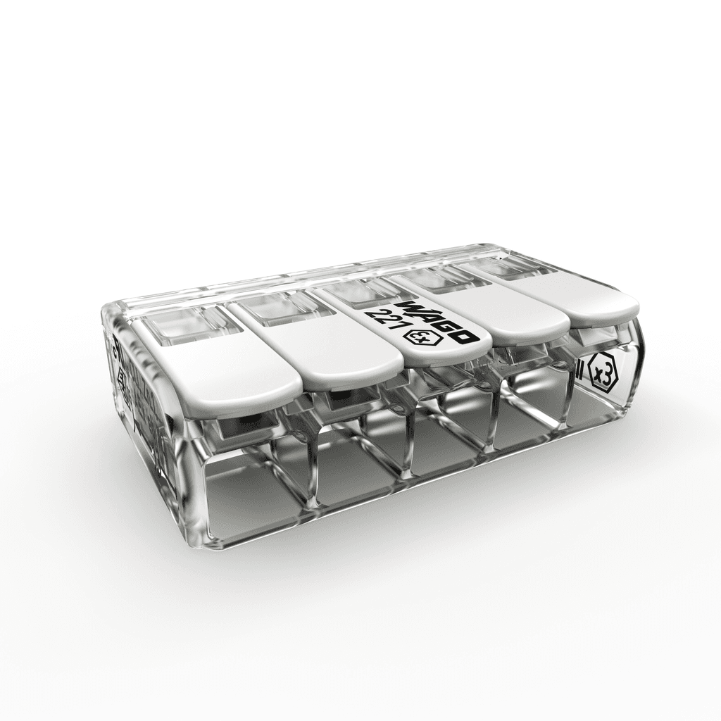 WAGO 221-685 221-685 WAGO - COMPACT Splicing Connector; for all conductor types; for Ex e applications; max. 6 mm²; 5-conductor; with levers; transparent housing; Operating temperature (max.): 105 °C; 6,00 mm²; transparent 221-685 on Powermatic Associates