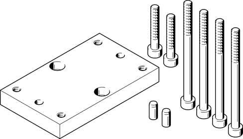 Festo 544643 adapter kit HAPG-SD2-49 for the combination of grippers with drives. Assembly position: Any, Corrosion resistance classification CRC: 2 - Moderate corrosion stress, Materials note: Free of copper and PTFE, Material plate: Wrought Aluminium alloy 544643 on Powermatic Associates