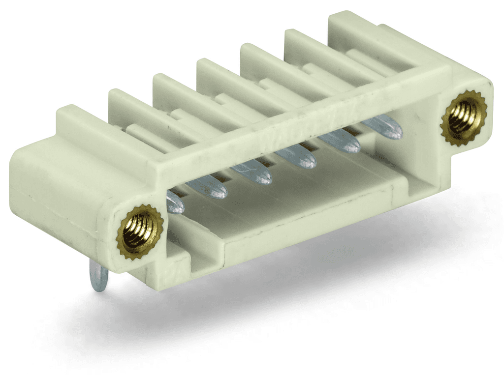 WAGO 734-172/108-000 734-172/108-000 WAGO - THT male header; 1.0 x 1.0 mm solder pin; angled; 100% protected against mismating; Threaded flange; Pin spacing 3.5 mm; 12-pole; light gray 734-172/108-000 on Powermatic Associates