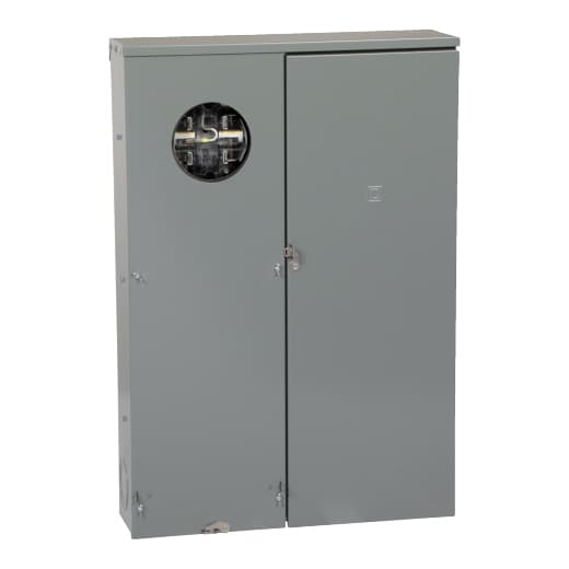 Schneider Electric RU3040D400CL Square D by Schneider Electric RU3040D400CL is a Combination Service Entrance Device (CSED) designed for both surface and semi-flush mounting. It features a ringless socket and a class 320 lever bypass. The connection type includes lugs for the ground and studs for the line. This device accommodates 30 spaces, supports a rated current of 400A, and is compatible with 4AWG to 250kcmil aluminium and copper lugs for ground connections. It can host up to 40 single pole circuits and 10 tandem breakers, with a short circuit breaking rating of 25kA. RU3040D400CL on Powermatic Associates