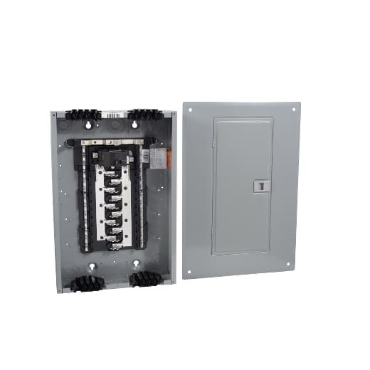 Schneider Electric HOM2040M100PQCVP Square D by Schneider Electric HOM2040M100PQCVP is a load center designed for single-phase (1PH) networks, featuring a welded galvannealed steel enclosure. This product measures H531mm x W362mm x D95mm (H20.91" x W14.25" x D3.74") and offers 20 spaces for up to 40 single pole circuits or 20 tandem breakers. It has a rated current of 100A and supports a rated voltage of 120Vac/240Vac. The HOM2040M100PQCVP is equipped with a NEMA 1 degree of protection, making it suitable for a variety of load center applications. HOM2040M100PQCVP on Powermatic Associates