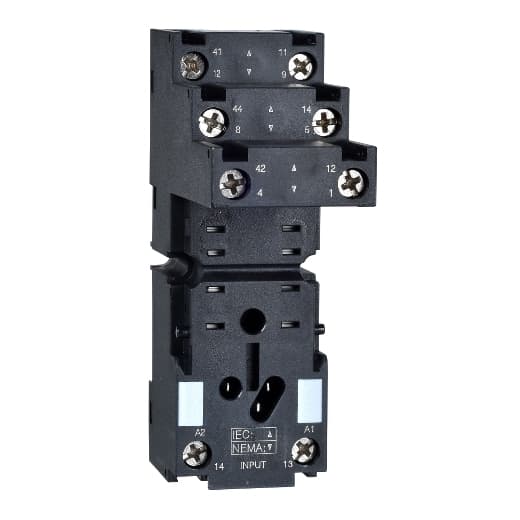 Schneider Electric RXZE2S108M Schneider Electric RXZE2S108M is a plug-in socket within the RXZ sub-range, designed for a rated current of 12 A and a rated voltage (AC) phase-to-neutral of 250 V. It features connector type terminals and offers an ambient air temperature for operation ranging from -40 to +55 °C. This socket is equipped with a degree of protection classified as IP20. RXZE2S108M on Powermatic Associates