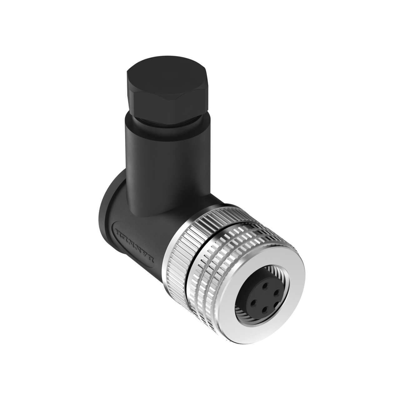 Banner BFW-M12F4A-6X Banner BFW-M12F4A-6X - Field Wireable: M12; 4-pin Right Angle Female; 22 AWG 4-6 mm Cable Range; Screw Terminal; PA+GF Black Body; Aluminum Alloy Coupling Nut BFW-M12F4A-6X on Powermatic Associates