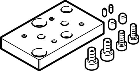 Festo 8080760 adapter kit EHAM-E20-40-E19-25 Size: 40, Assembly position: Any, Corrosion resistance classification CRC: 1 - Low corrosion stress, Ambient temperature: -10 - 70 °C, Product weight: 30 g 8080760 on Powermatic Associates