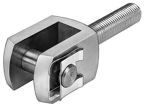 Festo 10769 rod clevis SGA-M20X1,5 With male thread, for swivelling cylinder mounting. Size: M20x1,5, Radial deviation +/-: 5 mm, Angle compensation +/-: 120 deg, Assembly position: Any, Threaded connection: Male thread M20x1.5 10769 on Powermatic Associates