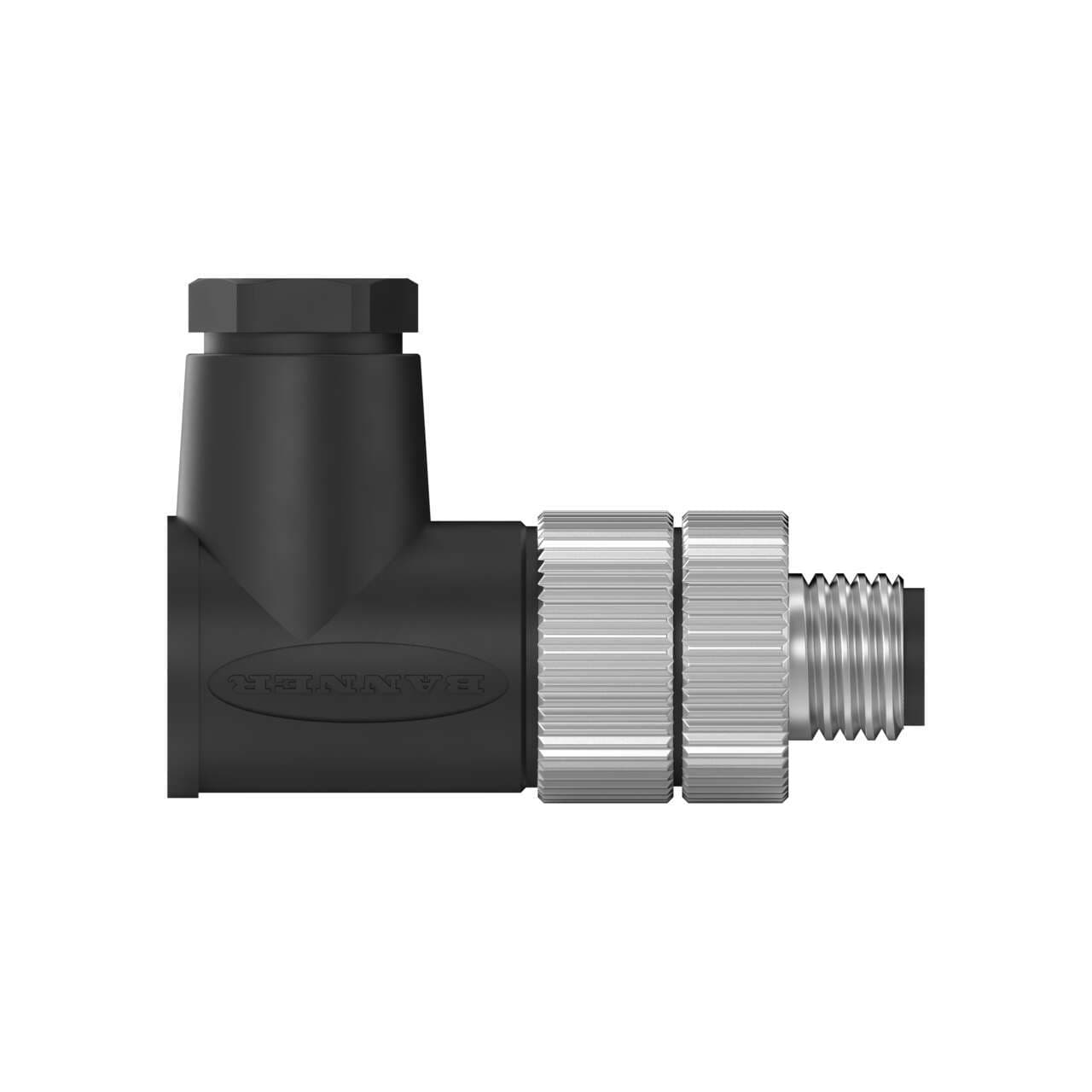 Banner BFW-M8M4A-4X Banner BFW-M8M4A-4X - Field Wireable: M8; 4-pin Right Angle Male; 24 AWG 3.5-5 mm Cable Range; Screw Terminal; PA+GF Black Body; Nickel-Plated Brass Coupling Nut BFW-M8M4A-4X on Powermatic Associates