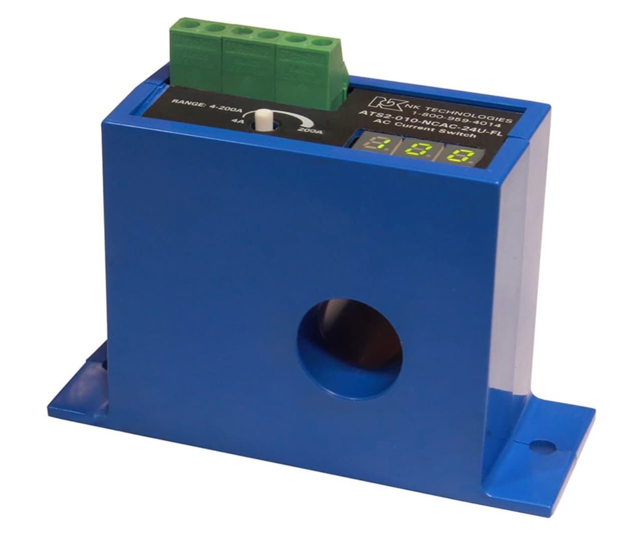 NK Technologies ATS1-005-NCAC-24U-FL AC Current Transducer/Switch Combination with Digital Display 0-50A Range, 24VAC/VDC Power,  0-5 VDC & N.C, 1 A @ 240 VAC ATS1-005-NCAC-24U-FL on Powermatic Associates