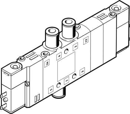 Festo 533155 solenoid valve CPE10-M1BH-5/3E-QS6-B High component density Valve function: 5/3 exhausted, Type of actuation: electrical, Width: 10 mm, Standard nominal flow rate: 250 l/min, Operating pressure: 3 - 8 bar 533155 on Powermatic Associates