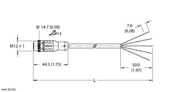 Turck EKRP-A5.500-GC2K-10 Actuator and Sensor Cordset, Connection Cable, Cable length (L) 10 m, M12, Female, Straight, 5-pin, Instrumentation Tray Cable, Black PVC jacket, 5X22 AWG, Sunlight Resistant, -40 Cold Bend Rating, Oil Resistant, Flame Ratings: UL 1685 FT4, UL1061, CSA FT4, Flexlife® and C-Track Approved EKRP-A5.500-GC2K-10 on Powermatic Associates
