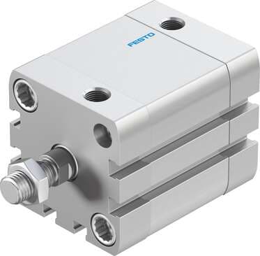 Festo 536293 compact cylinder ADN-40-25-A-P-A Per ISO 21287, with position sensing and external piston rod thread Stroke: 25 mm, Piston diameter: 40 mm, Piston rod thread: M10x1,25, Cushioning: P: Flexible cushioning rings/plates at both ends, Assembly position: Any 536293 on Powermatic Associates