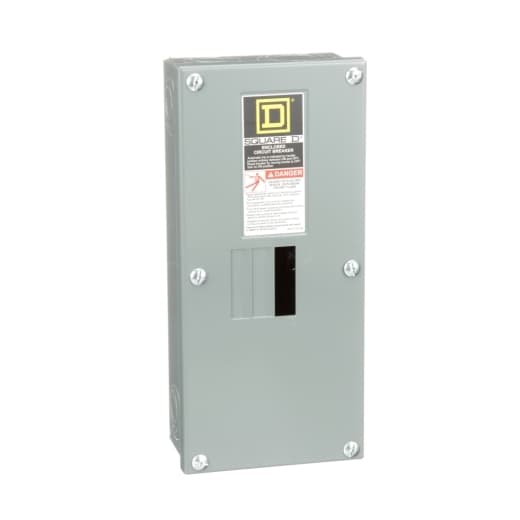 Schneider Electric QO2100BNS Square D by Schneider Electric QO2100BNS is a load center designed for surface mounting with a rated current of 100A. It features a connection type of lugs and dimensions of H333mm x W149mm (H13.11" x W5.87"), accommodating 2-spaces. This load center is built with a welded sheet steel enclosure and tin-plated copper busbar, ensuring durability and conductivity. It offers a degree of protection of NEMA 1 and is capable of supporting 2 single pole circuits. Additionally, it has a short circuit breaking rating of 22kA, making it suitable for various applications requiring a compact and robust load center solution. QO2100BNS on Powermatic Associates