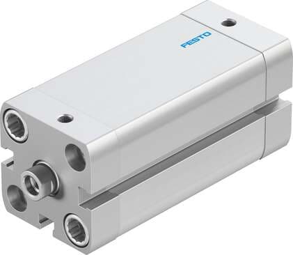 Festo 536266 compact cylinder ADN-25-50-I-P-A Per ISO 21287, with position sensing and internal piston rod thread Stroke: 50 mm, Piston diameter: 25 mm, Piston rod thread: M6, Cushioning: P: Flexible cushioning rings/plates at both ends, Assembly position: Any 536266 on Powermatic Associates
