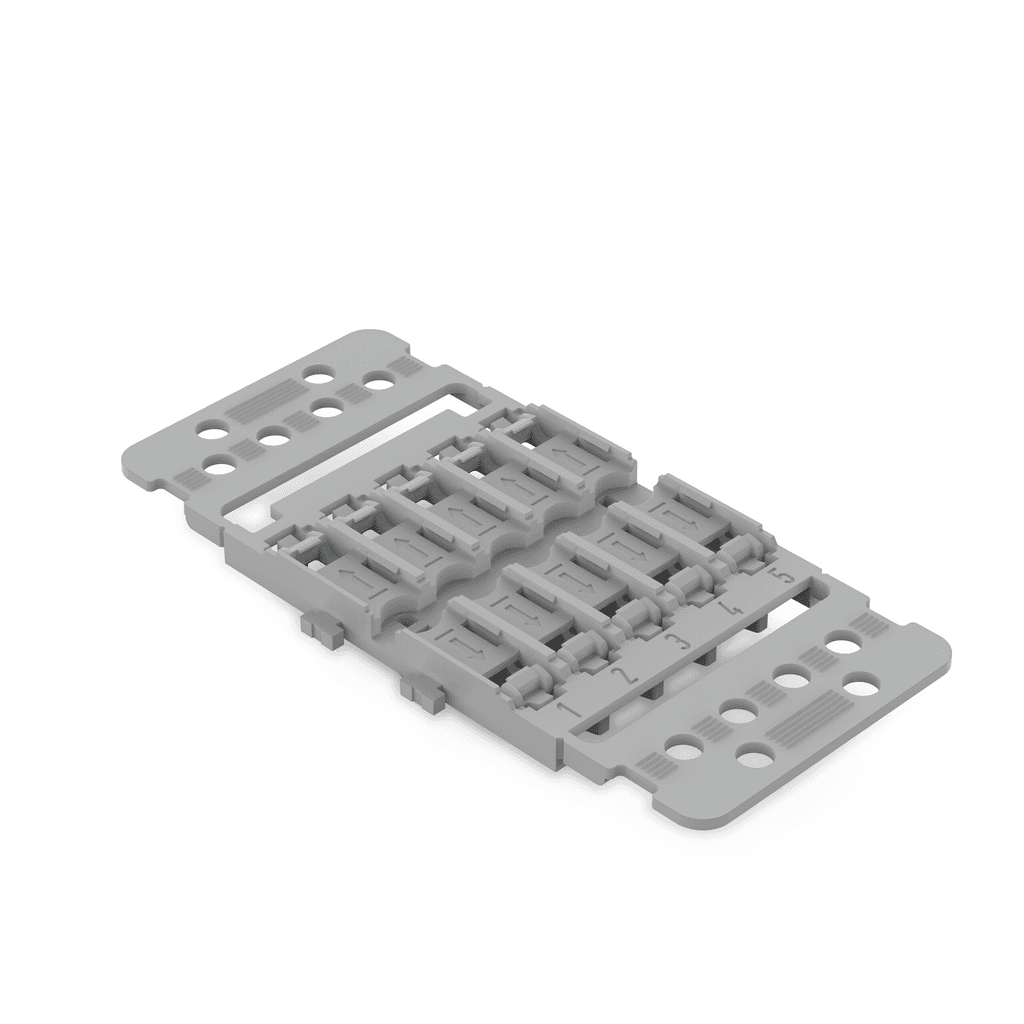 WAGO 221-2515 221-2515 WAGO - Mounting carrier with strain relief; 5-way; for inline splicing connector with lever; with snap-in mounting foot; gray 221-2515 on Powermatic Associates