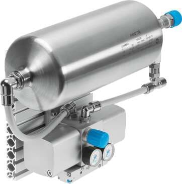 Festo 552928 pressure booster DPA-40-10-CRVZS2 combination of pressure booster and air reservoir in stainless steel design Piston diameter: 40 mm, Volume: 2 l, Assembly position: Any, Design structure: (* Twin-piston pressure booster, * with air reservoir, * with pres 552928 on Powermatic Associates