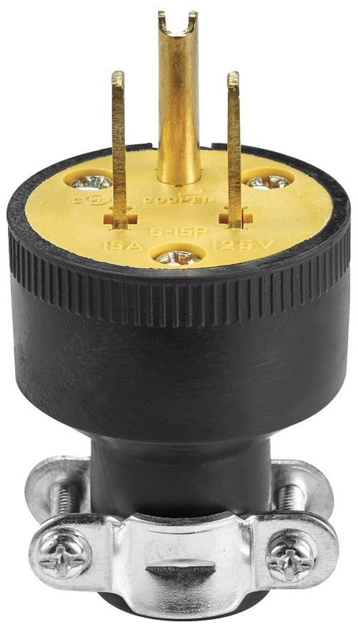 Eaton 1709-BOX 1709-BOX Eaton - Eaton straight blade plug , #18-10 AWG, 15A, Commercial, 125V, Back wire, Black, Brass, Thermoplastic, 5-15P, Two-pole, three-wire, grounding, Screw, Thermoplastic rubber, ED Box 1709-BOX on Powermatic Associates