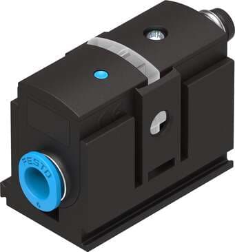 Festo 542887 pressure sensor SDE5-V1-FP-Q6-P-M8 For vacuum with M8 plug version. Authorisation: (* RCM Mark, * c UL us - Recognized (OL)), CE mark (see declaration of conformity): (* to EU directive for EMC, * in accordance with EU RoHS directive), KC mark: KC-EMV, Ma 542887 on Powermatic Associates