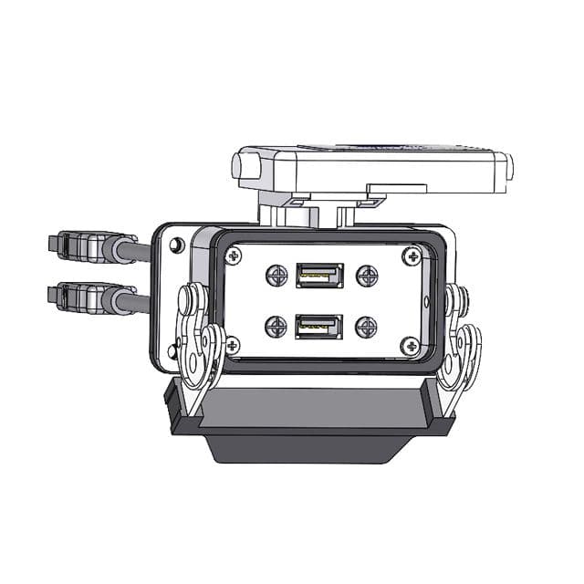 Mencom D-2USB-03-10LS Panel Interface Connector with, 2 form A USB with 3' Cable, in a 10LS housing D-2USB-03-10LS on Powermatic Associates