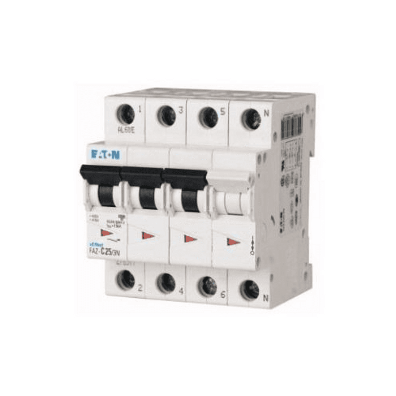 Eaton FAZ-D4/3N Eaton FAZ supplementary protector,UL 1077 Industrial miniature circuit breaker - supplementary protector,High levels of inrush current are expected,4 A,15 kAIC,Three-pole + neutral,10-20X /n,50-60 Hz,Standard terminals,D Curve FAZ-D4/3N on Powermatic Associates