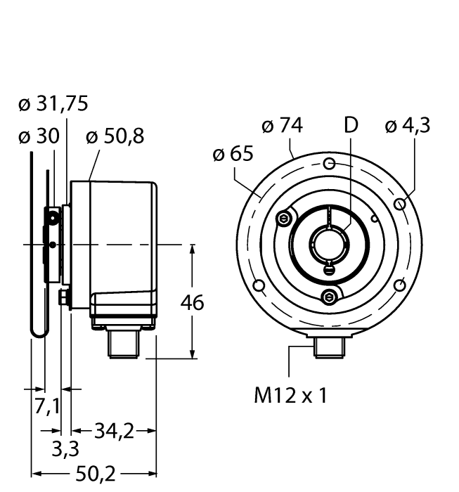 Turck RI-12HA4E1-2K3600-H1181 RI-12HA4E1-2K3600-H1181 Turck - RI-12HA4E1-2K3600-H1181 Incremental Encoder, Industrial Line RI-12HA4E1-2K3600-H1181 on Powermatic Associates