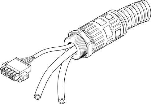 Festo 1585795 connecting cable NHSB-A1-15-BLG5-LE5-PU8-2XBB pneumatically/electrically suitable for linear actuator DFPI-…-C1V-…P, length 15 m. Protective tube length: 15 m, Assembly position: Any, Outdoor use: C1 - weather protected locations of use, Operating voltage 1585795 on Powermatic Associates