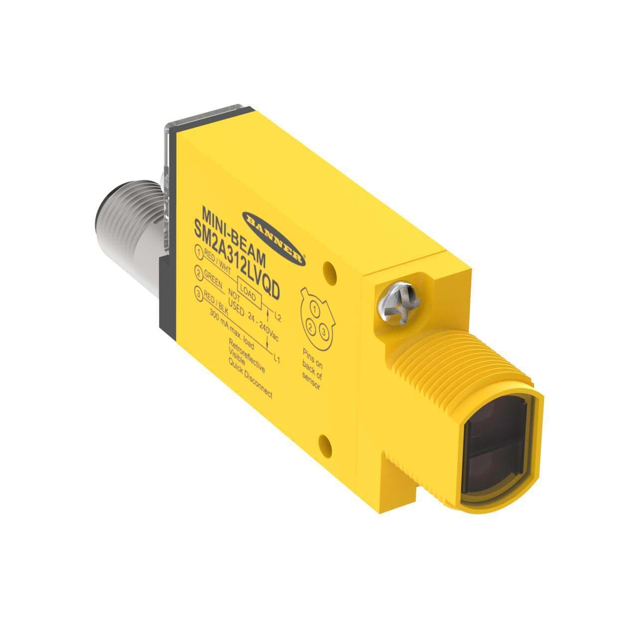 Banner SM2A312LVQD MINI-BEAM: Retro; Range: 5 m; Input: 24-240 V ac; Output: SPST Solid-state 2-Wire; 3-pin Micro Integral QD SM2A312LVQD on Powermatic Associates