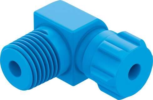 Festo 6271 elbow quick connector GCK-3/8-PK-6-KU Polymeric design. Nominal size: 4,9 mm, Assembly position: Any, Pneumatic connection, port  1: Male thread R3/8, Pneumatic connection, port  2: for barbed connector internal diameter 6 mm with nut, Materials note: (*  6271 on Powermatic Associates