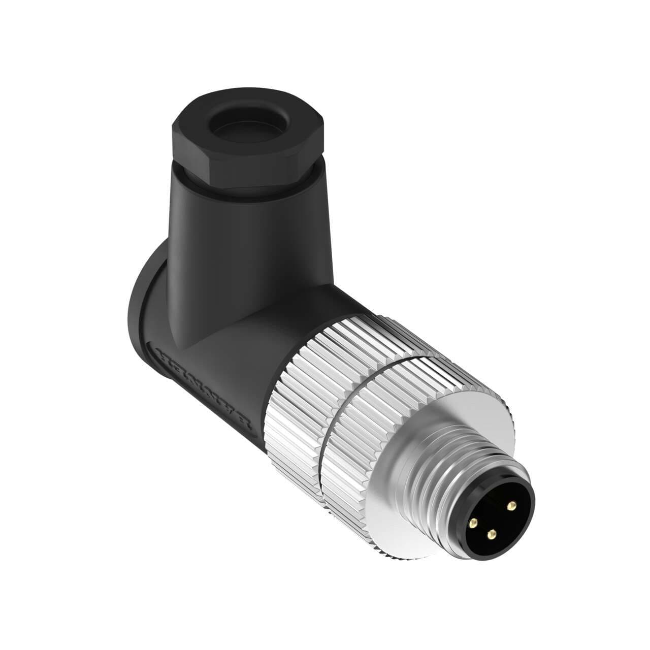 Banner BFW-M8M3A-4X Banner BFW-M8M3A-4X - Field Wireable: M8; 3-pin Right Angle Male; 24 AWG 3.5-5 mm Cable Range; Screw Terminal; PA+GF Black Body; Nickel-Plated Brass Coupling Nut BFW-M8M3A-4X on Powermatic Associates