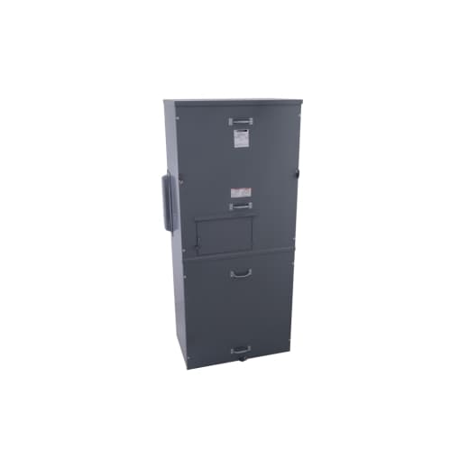 Schneider Electric EZM11600JCBC Square D by Schneider Electric EZM11600JCBC is a meter center main unit designed for surface mounting. It features a steel enclosure and aluminium/copper busbars, ensuring compatibility with various installation environments. This unit is protected to a NEMA 3R degree, making it suitable for both indoor and rainproof applications. With dimensions of H1745mm x W767mm x D466mm (H68.7" x W30.19" x D18.33"), it supports a rated voltage of 120Vac/240Vac. The EZM11600JCBC is a single-phase (1PH-3W) indoor/rainproof metering center main unit, pre-equipped with an incoming breaker. It has a main rated current of 1600A and a busbar rated current of 1200A. Additionally, it accommodates a cross-section of 1 x 6AWG...300kcmil aluminium/copper lugs for grounding. EZM11600JCBC on Powermatic Associates