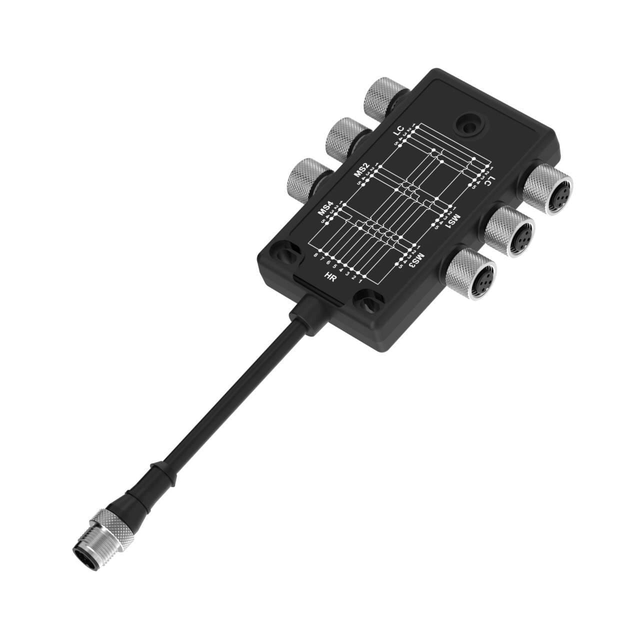 Banner R95-6M125-M128-S4BM Banner R95-6M125-M128-S4BM - R95 Molded Junction Box with 8-pin M12 Male Connector; 6 Female 5-pin M12 Ports; Male 8-pin M12 Pigtail Homerun; Muting Sensor Option for S4B R95-6M125-M128-S4BM on Powermatic Associates