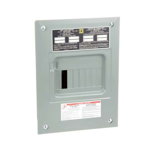 Schneider Electric QO816L100F Square D by Schneider Electric QO816L100F is a load center designed for flush mounting with a rated current of 100A. It features a connection type of lugs and dimensions of H319mm x W226mm (H12.56" x W8.9"), providing 8-spaces for circuit installation. This load center is protected by a NEMA 1 rated welded sheet steel enclosure and includes a tin-plated aluminum busbar. It is compatible with a single-phase (1PH-3W) network and operates at a rated voltage of 120Vac/240Vac. The QO816L100F can accommodate up to 16 single pole circuits or 8 tandem breakers, supporting cross-sections from 8AWG to AWG1 for aluminum lugs and 8AWG to 1AWG for copper lugs. It has a short circuit breaking rating of 10kA. QO816L100F on Powermatic Associates