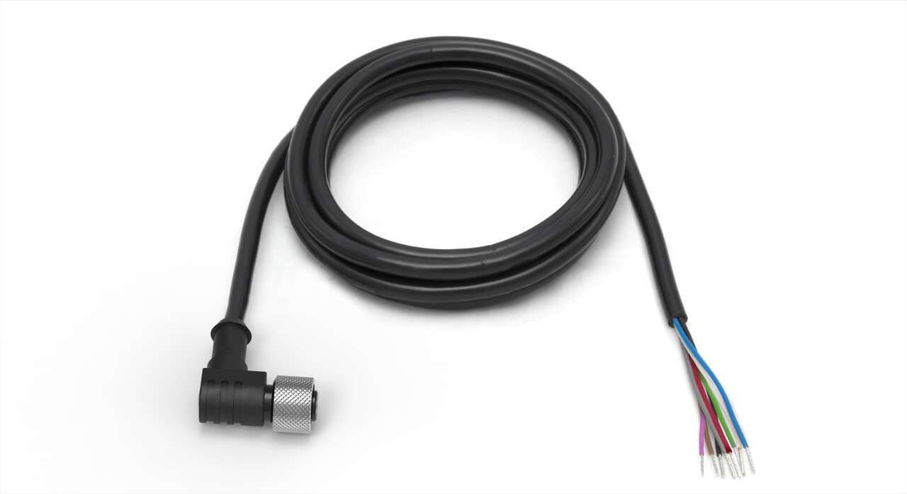 Banner MAQDC-830RA Cordset: Single Ended M12; 8-pin Right-Angle Female; 10 m 8x24 Shielded Black PVC Jacket; Nickel-Plated Brass Coupling Nut MAQDC-830RA on Powermatic Associates