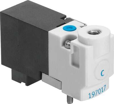 Festo 197053 solenoid valve MHP1-M1H-2/2G-M3-PI Semi in-line valve for individual and manifold mounting, very compact, with plug connector on bottom (plug-in) Valve function: 2/2 closed, monostable, Type of actuation: electrical, Width: 10 mm, Standard nominal flow ra 197053 on Powermatic Associates
