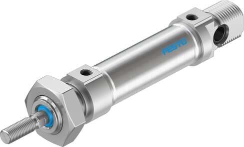Festo 1908267 standards-based cylinder DSNU-16-15-PPV-A Based on DIN ISO 6432, for proximity sensing. Various mounting options, with or without additional mounting components. With adjustable end-position cushioning. Stroke: 15 mm, Piston diameter: 16 mm, Piston rod th 1908267 on Powermatic Associates
